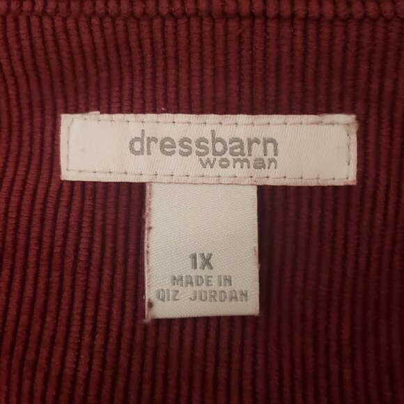 Dressbarn Woman Plus Size 1X Jacket Corduroy Burgundy Wine Lined Button Front - Picture 9 of 9